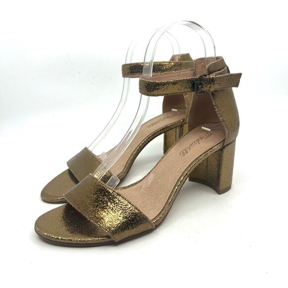 Madewell The Regina Metallic Gold Ankle-Strap Sandals Women's 8 US - Picture 1 of 9
